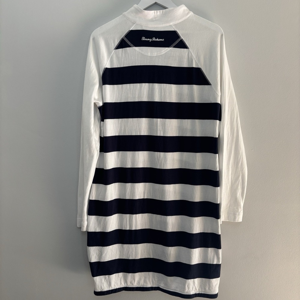 Tommy Bahama Dress Womens XL Blue Thera Stripe 1/4 Zip Long Sleeve Coastal Chic - Picture 4 of 12